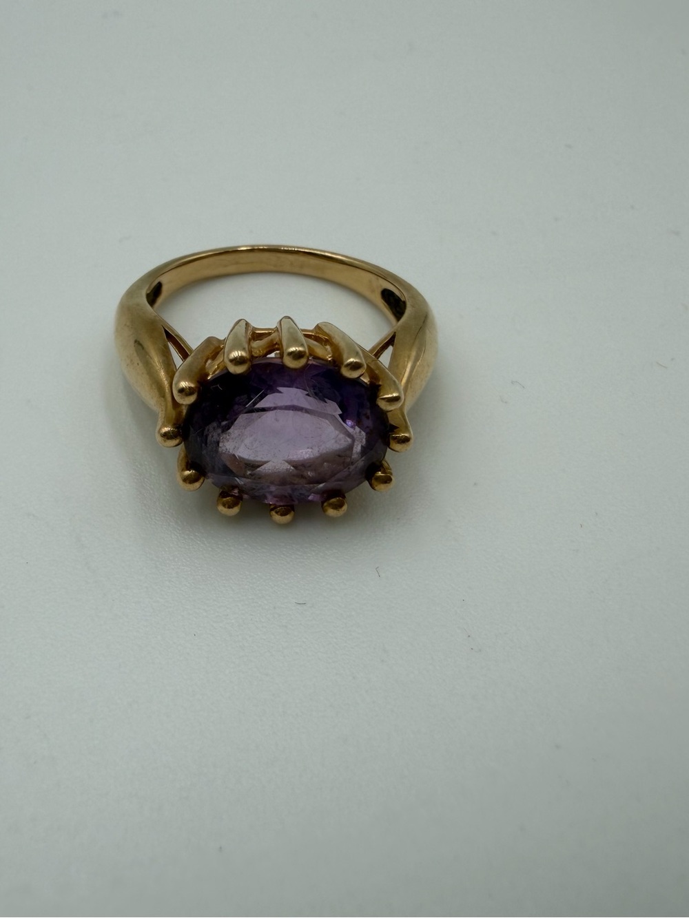 Vintage 14k Yellow Gold Amethyst Ring Sz 7/8